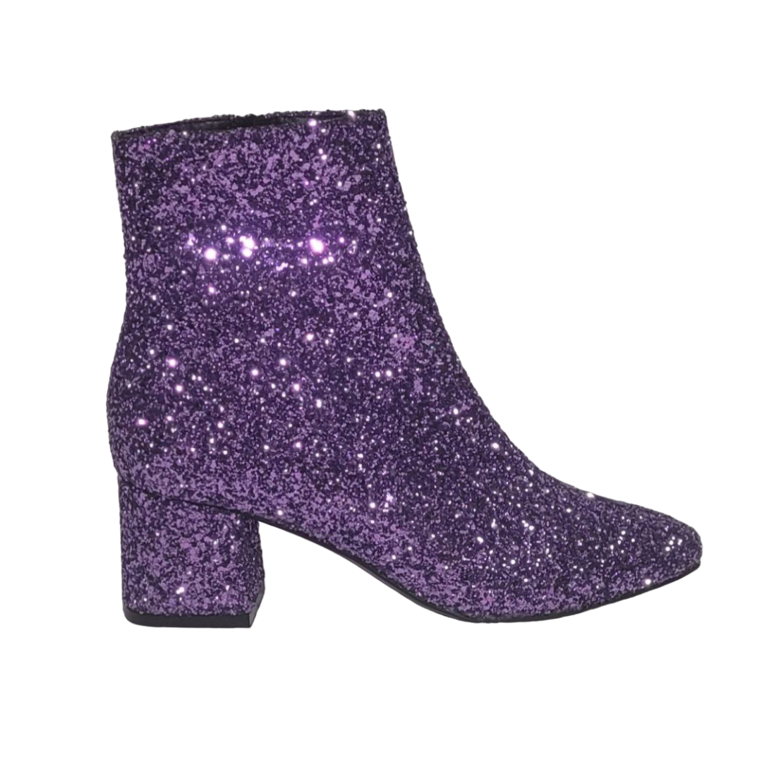 STIVALETTO A PUNTA GLITTER CON ZIP LATERALE